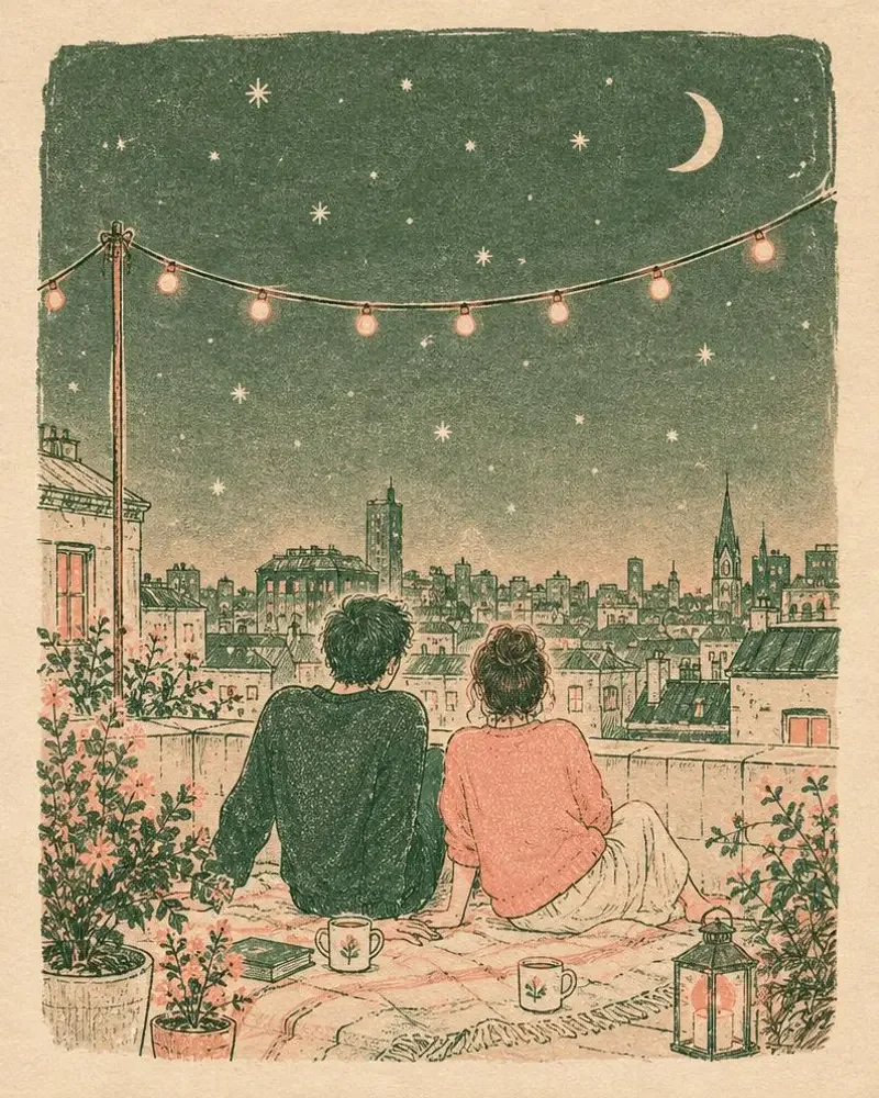 短剧《天台的第九个夏天》封面插画